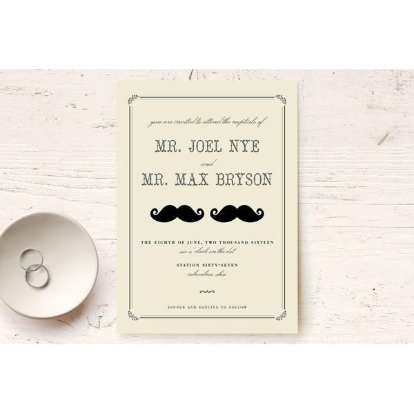 Double Moustache Print-It-Yourself Wedding Invitation