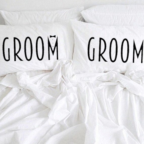 Two Groom Pillow Cases